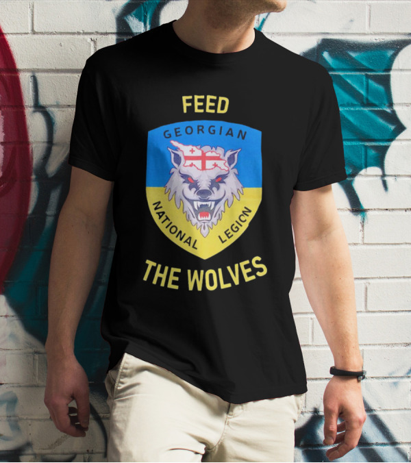 Feed The Wolves Georgian National Legion Wolf Badge With Flag Elements T-Shirt