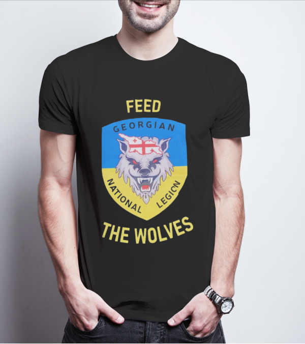 Feed The Wolves Georgian National Legion Wolf Badge With Flag Elements T-Shirt
