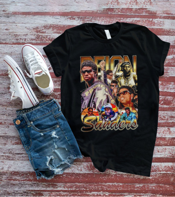 Deion Sanders Prime Time Vintage Collage With Multiple Portraits T-Shirt