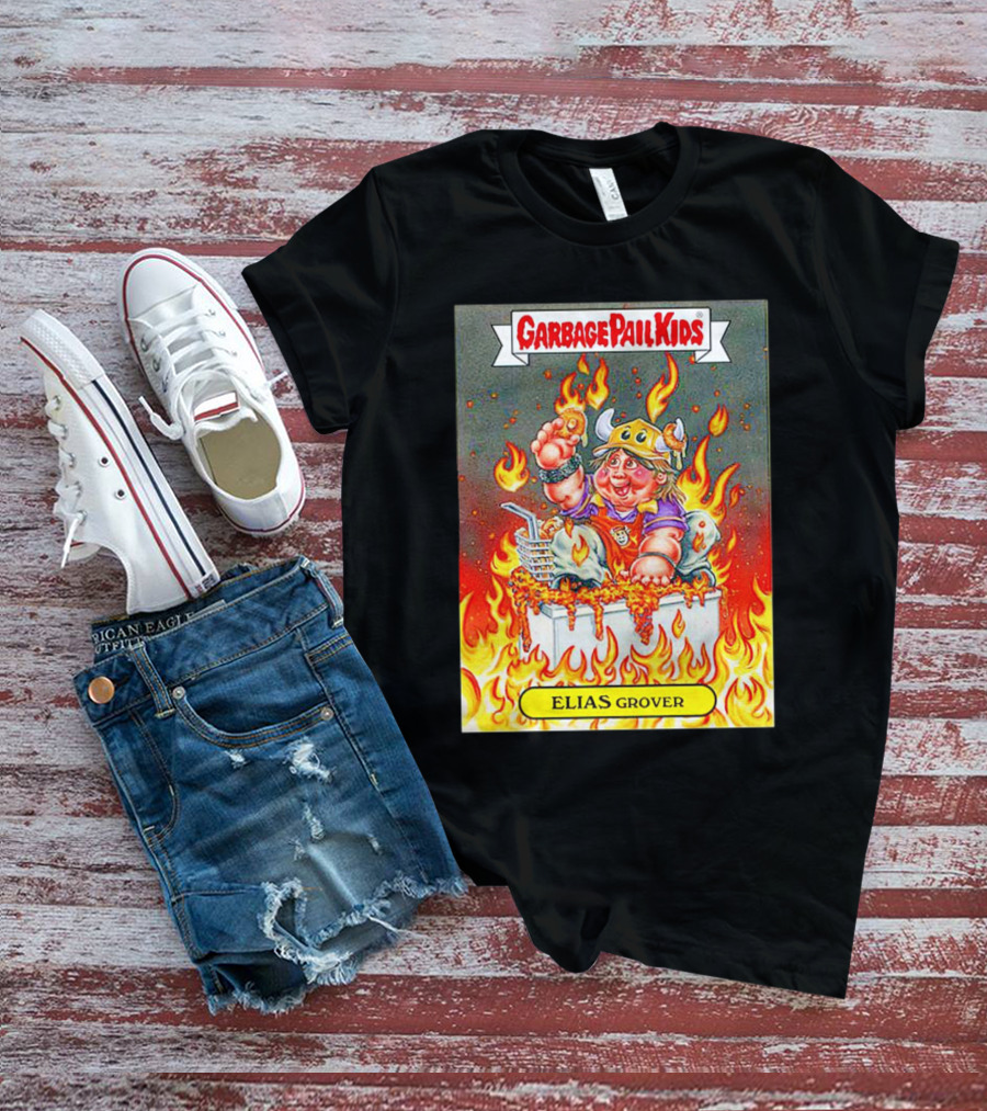 Garbage Pail Kids Elias Grover Viking Costume In Flames T-Shirt