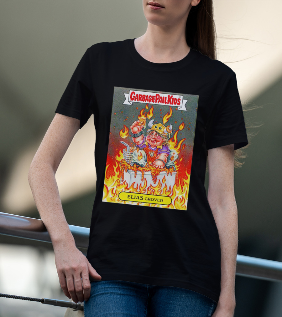 Garbage Pail Kids Elias Grover Viking Costume In Flames T-Shirt
