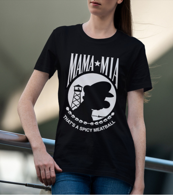 MAMA MIA THAT'S A SPICY MEATBALL Mario Silhouette Prison Tower T-Shirt