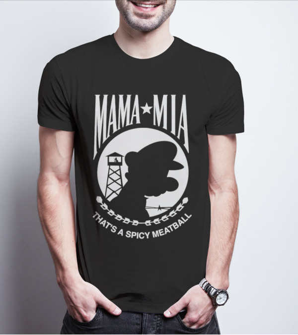 MAMA MIA THAT'S A SPICY MEATBALL Mario Silhouette Prison Tower T-Shirt