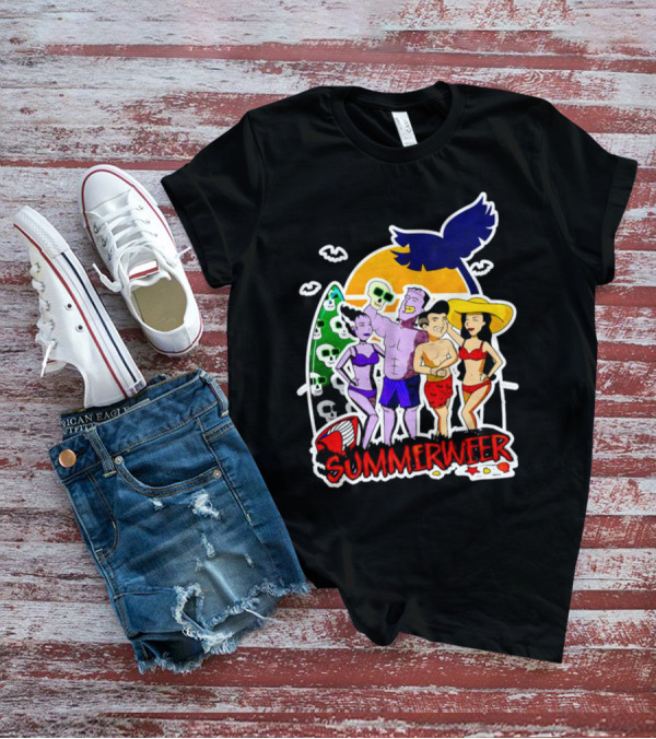 SUMMERWEEN Halloween Beach Party With Monsters And Skulls T-Shirt
