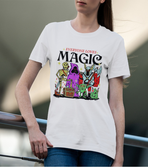 Everyone Loves Magic Skeleton Goblin Knight Chest Stars Sword T-Shirt