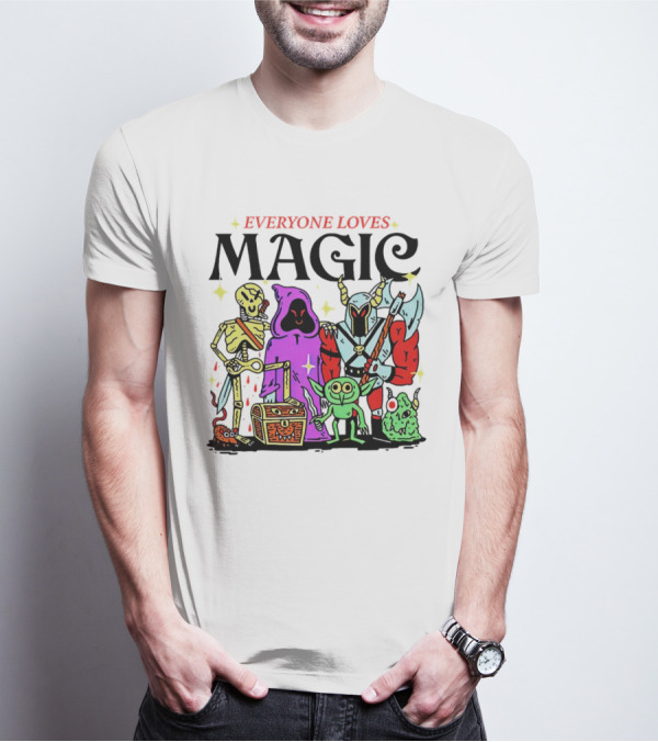 Everyone Loves Magic Skeleton Goblin Knight Chest Stars Sword T-Shirt
