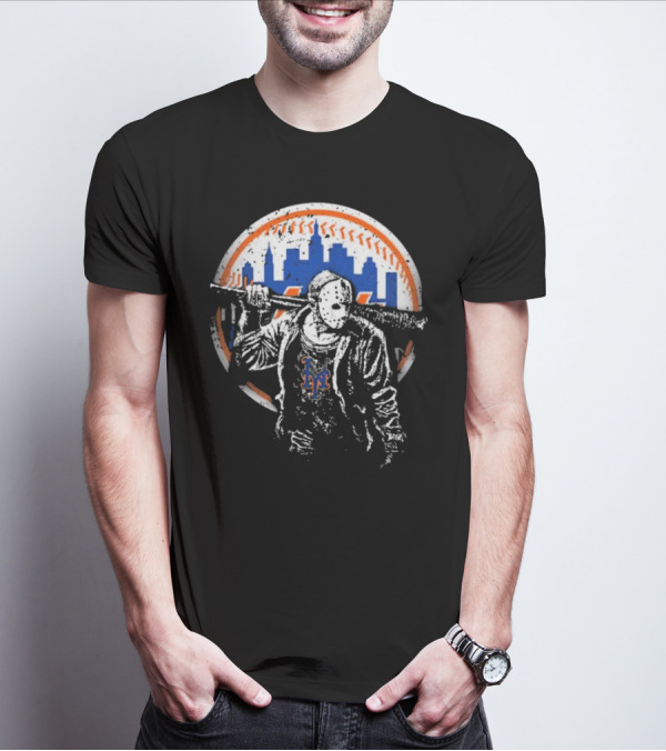 New York Mets Halloween Jason Voorhees Baseball Crossover T-Shirt