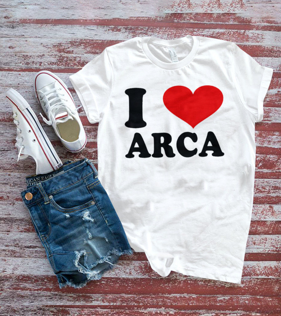 I Heart Arca Bold Text With Red Heart T-Shirt