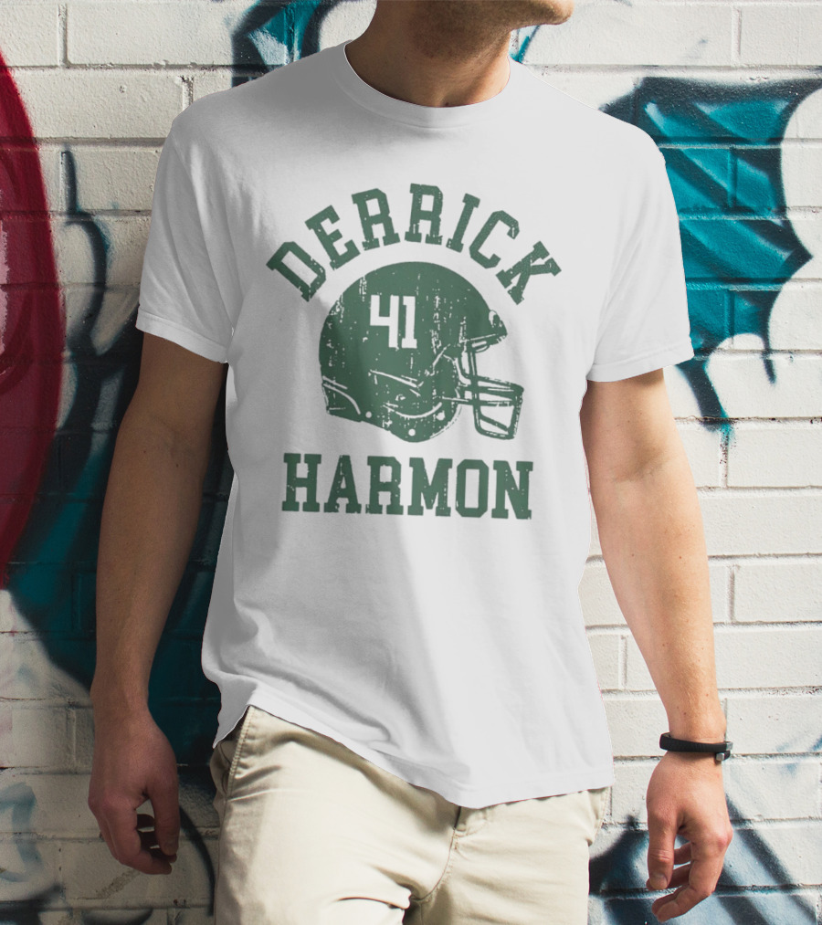 Derrick Harmon 41 Helmet Michigan State Spartans Football T-Shirt