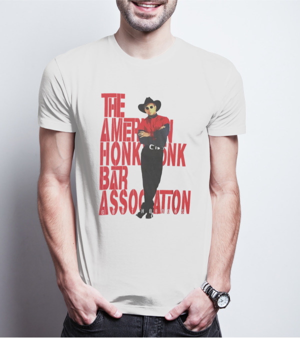 Garth Brooks The American Honky Tonk Bar Association Tour Bold Red Text Cowboy Image T-Shirt