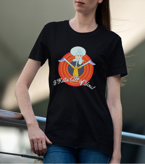 Squidward Tentacles I Hate All Of You Retro Cartoon T-Shirt