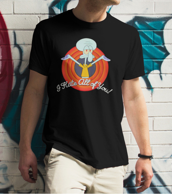 Squidward Tentacles I Hate All Of You Retro Cartoon T-Shirt