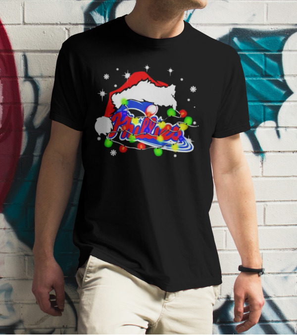 Santa Hat Philadelphia Phillies Christmas Lights T-Shirt