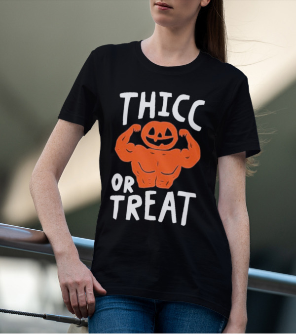 Bri Missbrisolo Thicc Or Treat Halloween Pumpkin Jack-O'-Lantern Bodybuilder T-Shirt