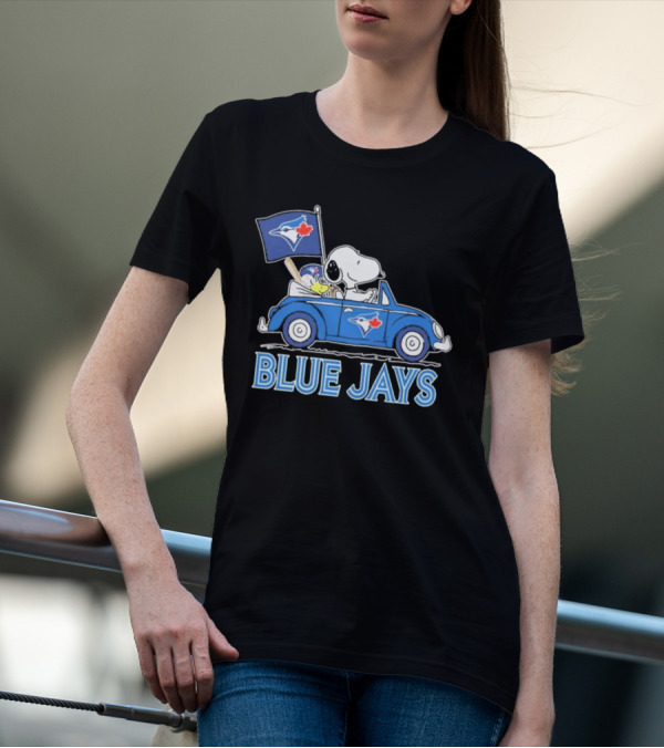 Snoopy Woodstock Toronto Blue Jays Car Blue Jays Flag T-Shirt