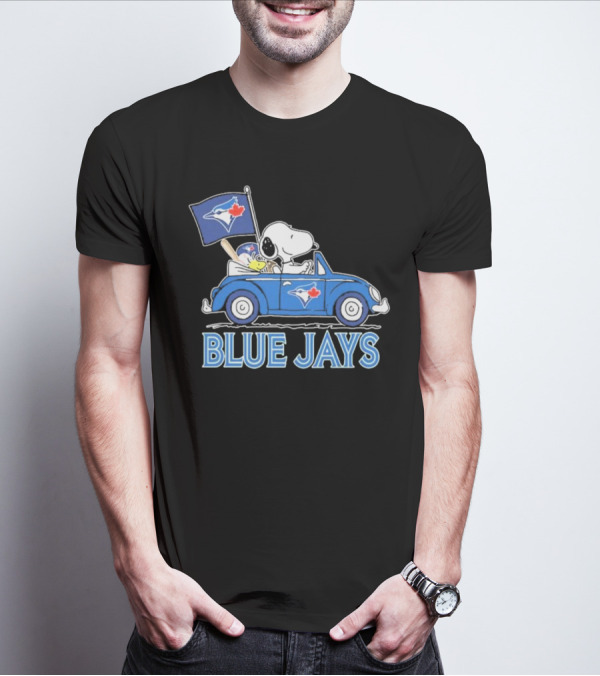 Snoopy Woodstock Toronto Blue Jays Car Blue Jays Flag T-Shirt