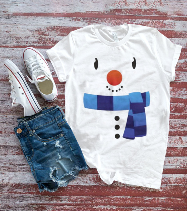 Snowman Suit Christmas Blue Scarf Simple Face T-Shirt
