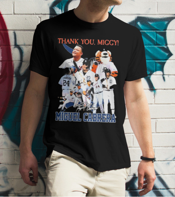 Thank You Miggy Miguel Cabrera Detroit Tigers Legend Signature T-Shirt