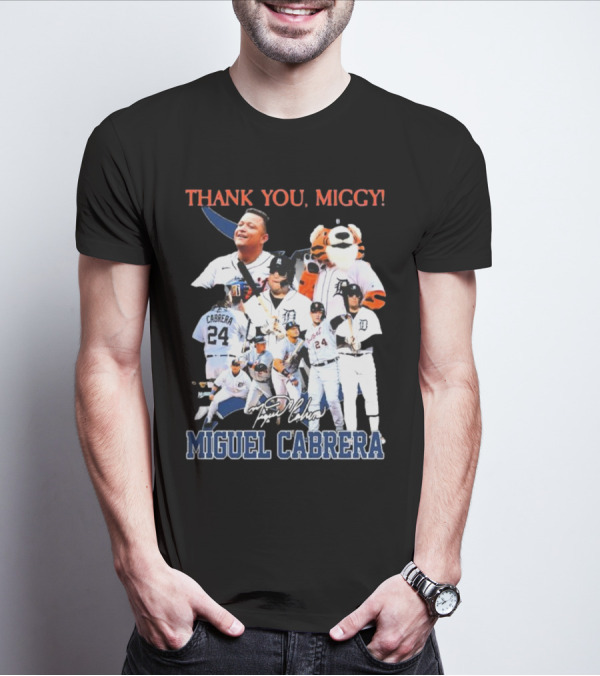 Thank You Miggy Miguel Cabrera Detroit Tigers Legend Signature T-Shirt