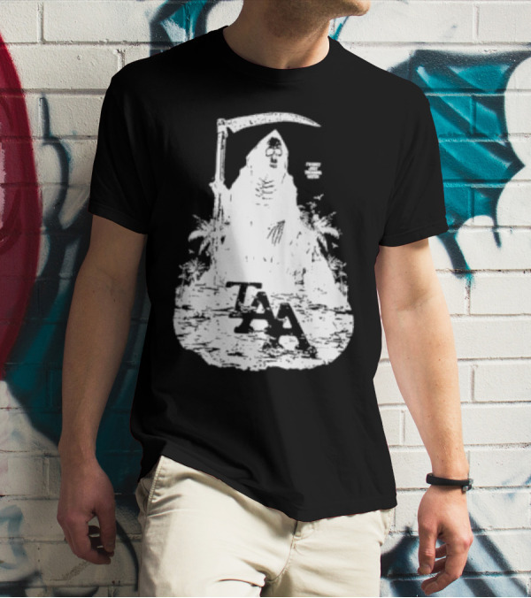 Treading Water TAA Grim Reaper With Scythe And Palm Trees T-Shirt
