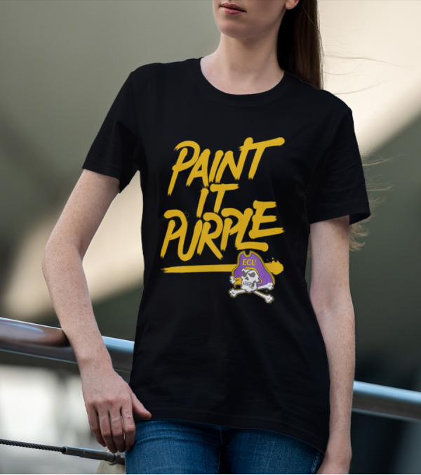 Paint It Purple Carolina ECU Pirates Skull T-Shirt
