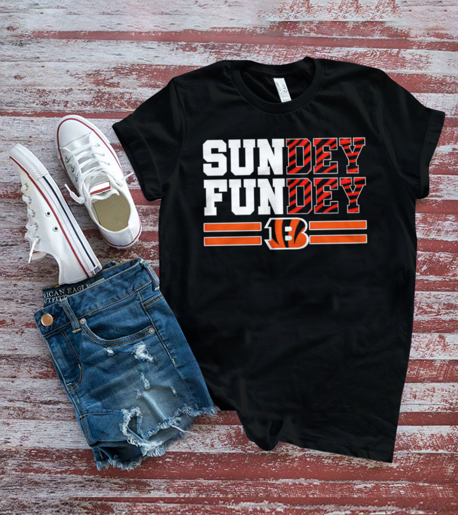 Cincinnati Bengals Sundey Funday B Logo Orange Stripes T-Shirt