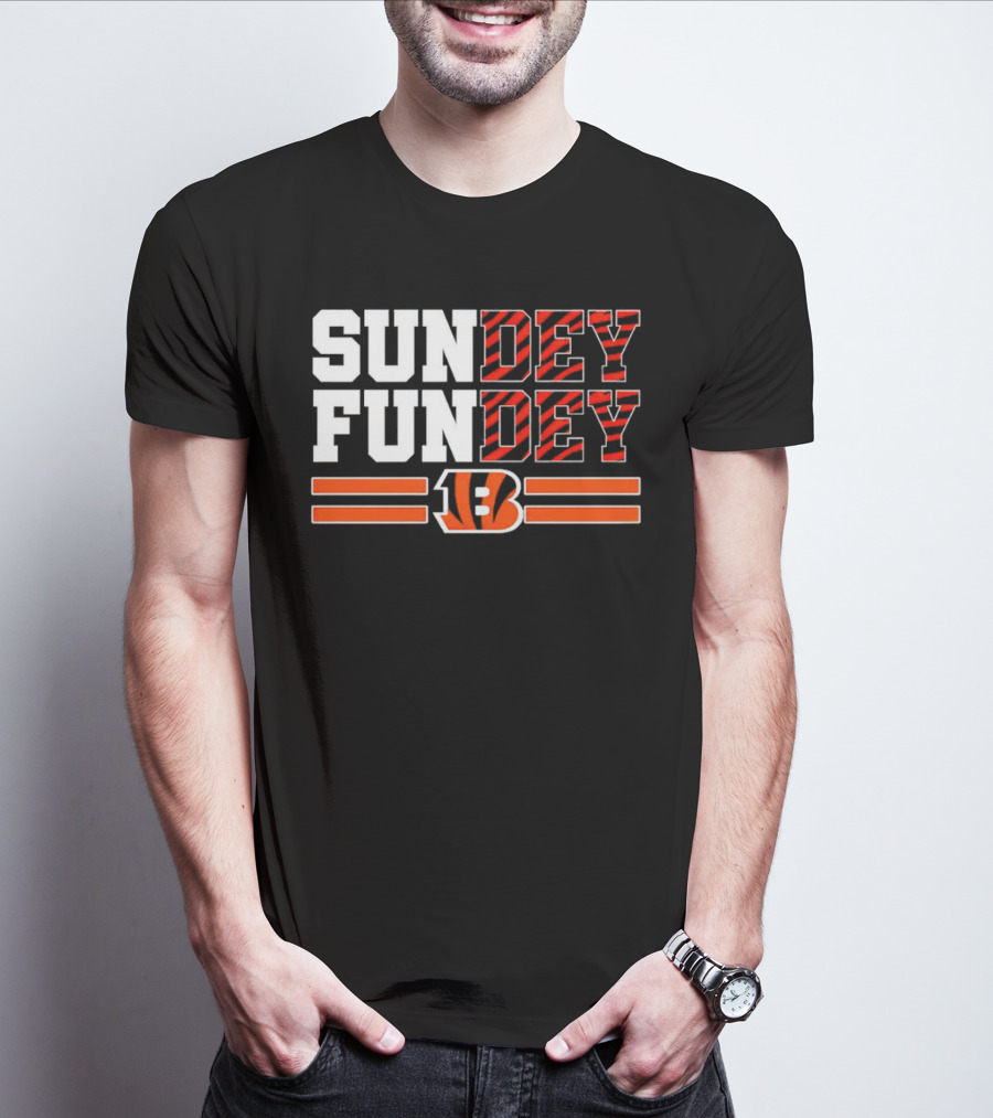 Cincinnati Bengals Sundey Funday B Logo Orange Stripes T-Shirt
