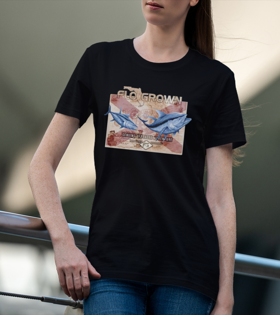 Flogrown Genuine Offshore Adventure Florida Treasure Map Blue Marlin T-Shirt