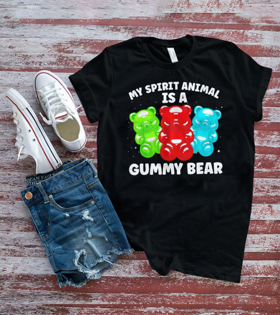 My Spirit Animal Is A Gummy Bear Trio Featuring Red Green And Blue Bears T-Shirt