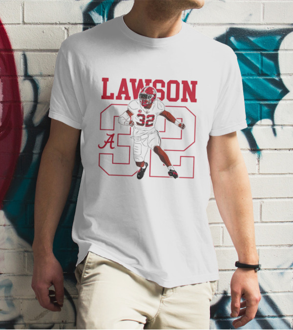 Lawson 32 Alabama Crimson Tide Football Caricature T-Shirt