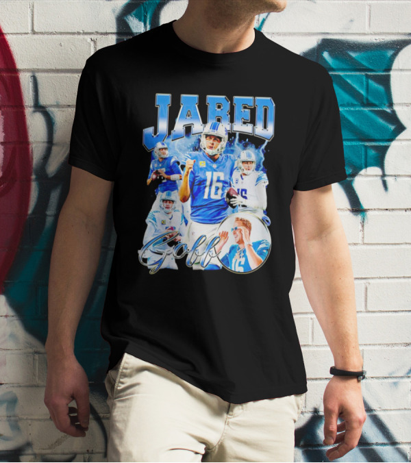 Jared Goff Detroit Lions Quarterback Football Action Montage T-Shirt