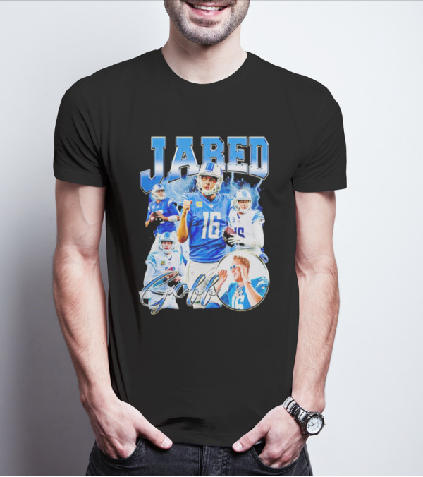 Jared Goff Detroit Lions Quarterback Football Action Montage T-Shirt