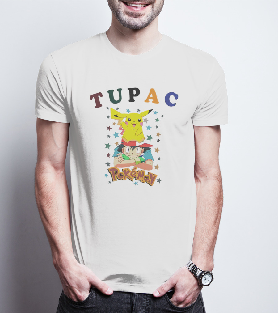 Tupac Pikachu Pokemon Mashup With Stars T-Shirt