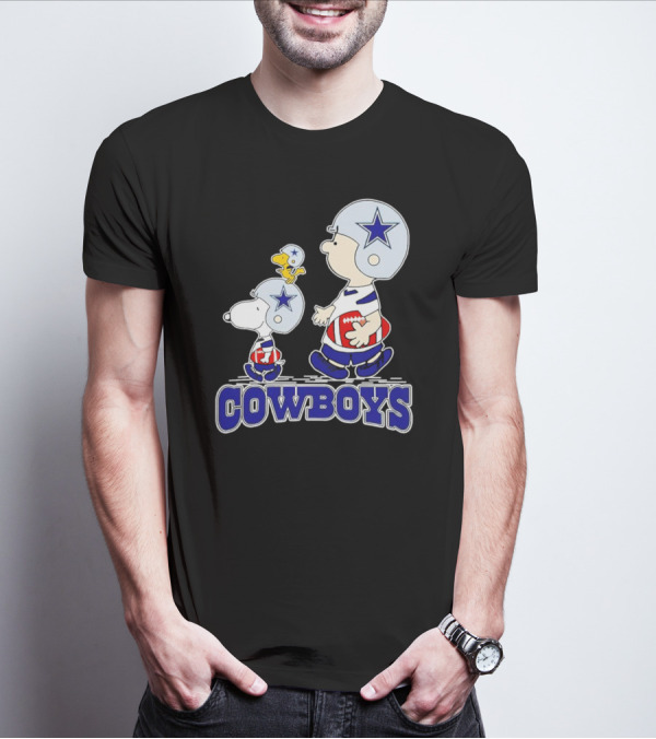 Dallas Cowboys Snoopy Charlie Brown Woodstock Football Helmets T-Shirt