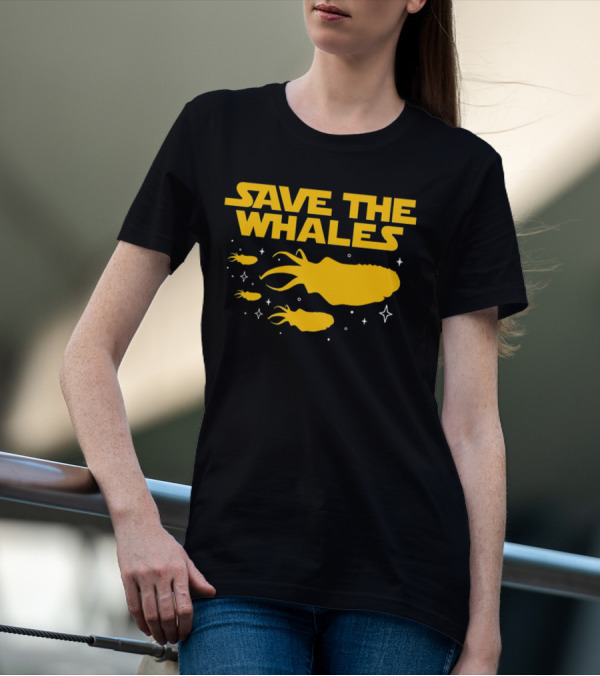 Save The Whales I Mean Purrgil Star Wars Parody Yellow Space Creatures T-Shirt