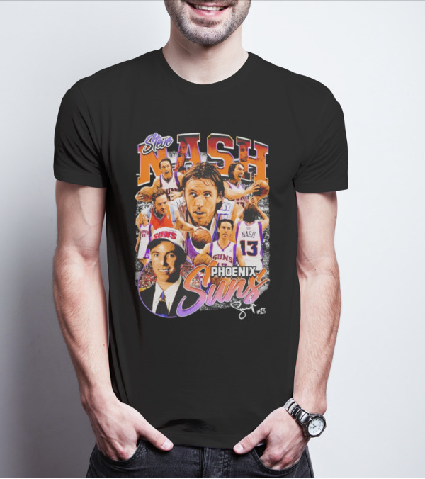 Steve Nash Phoenix Suns Basketball NBA Signature Collage T-Shirt