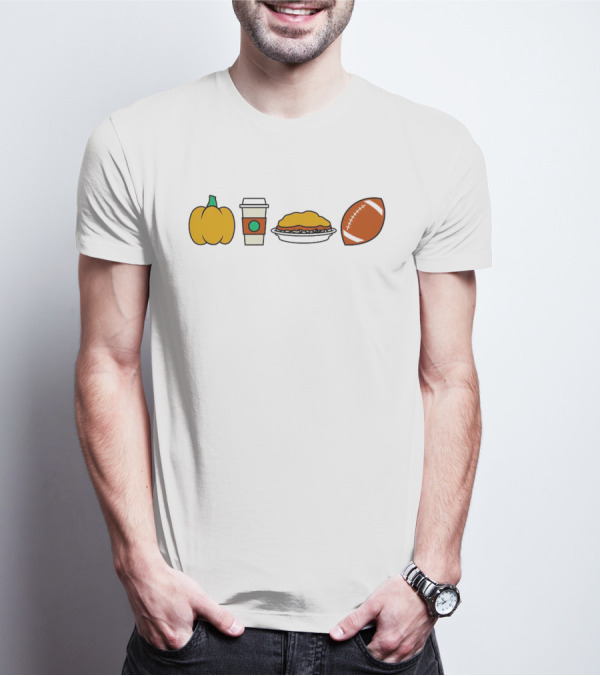 Cincinnati Fall Icons Pumpkin Coffee Pie Football T-Shirt
