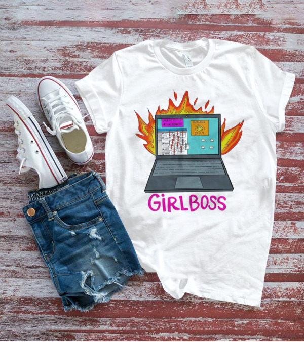 Girlboss Icarus Urgent Reminder Call Laptop On Fire T-Shirt