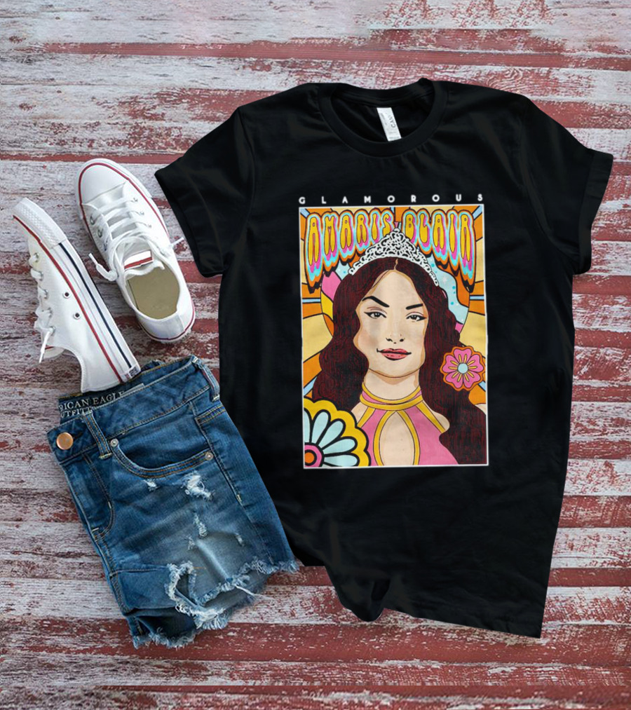 Glamorous Amaris Blair Psychedelic Floral Art With Tiara T-Shirt