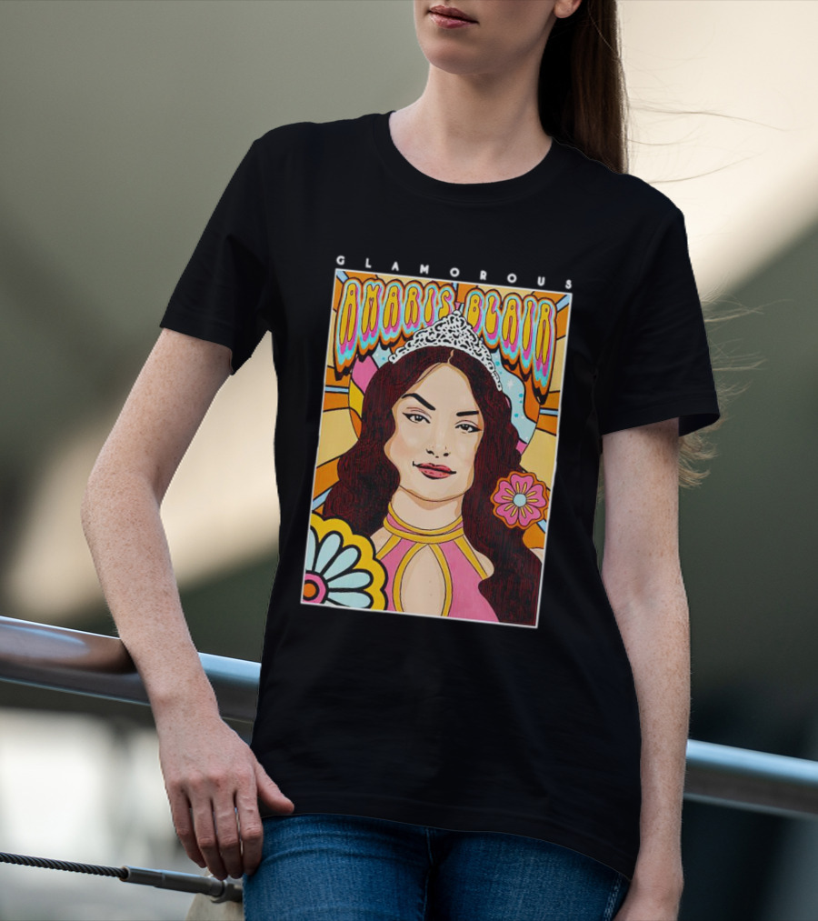 Glamorous Amaris Blair Psychedelic Floral Art With Tiara T-Shirt