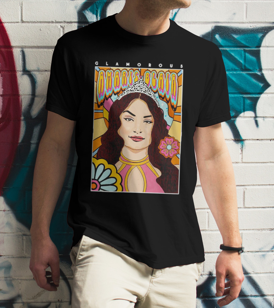 Glamorous Amaris Blair Psychedelic Floral Art With Tiara T-Shirt