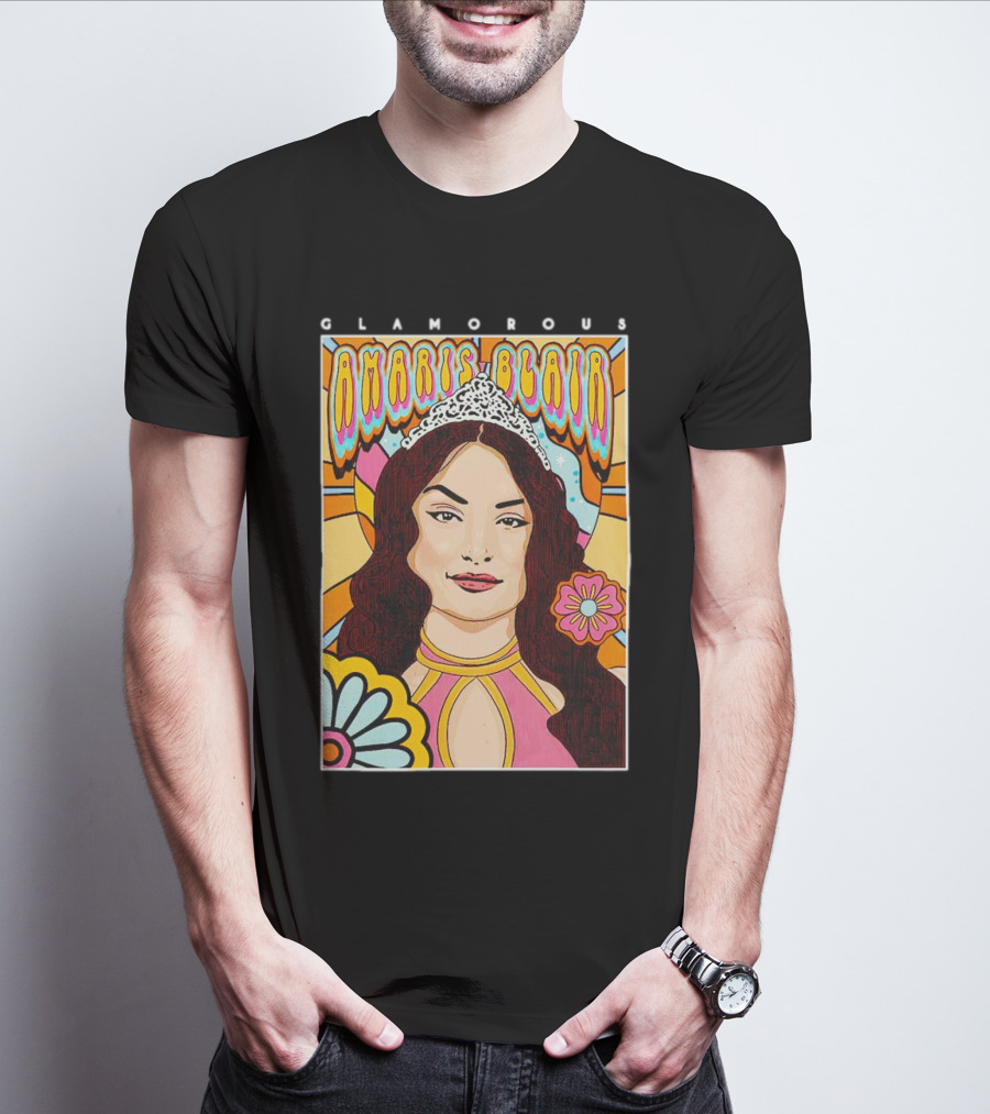 Glamorous Amaris Blair Psychedelic Floral Art With Tiara T-Shirt