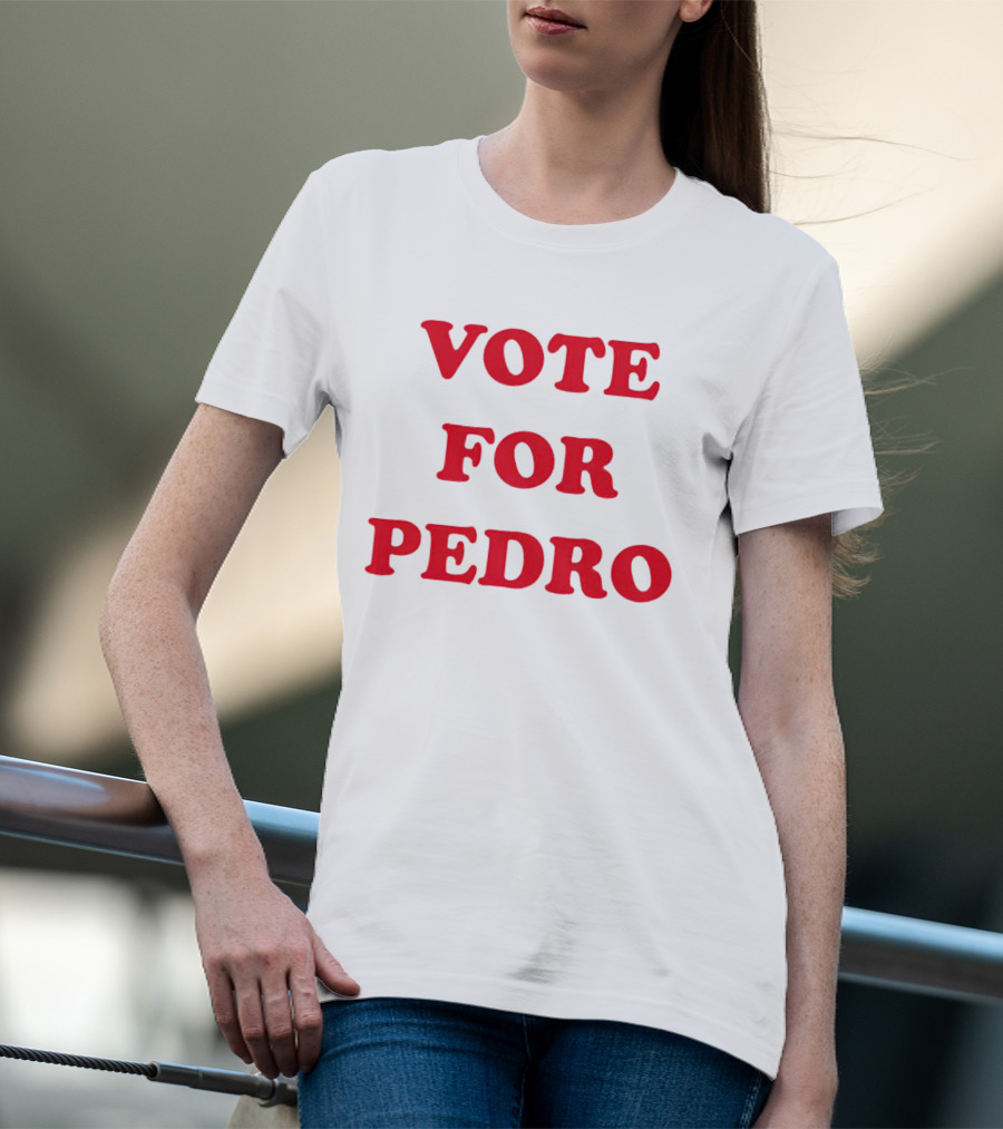 Napoleon Dynamite Vote For Pedro Black Shirt Classic Red Font T-Shirt