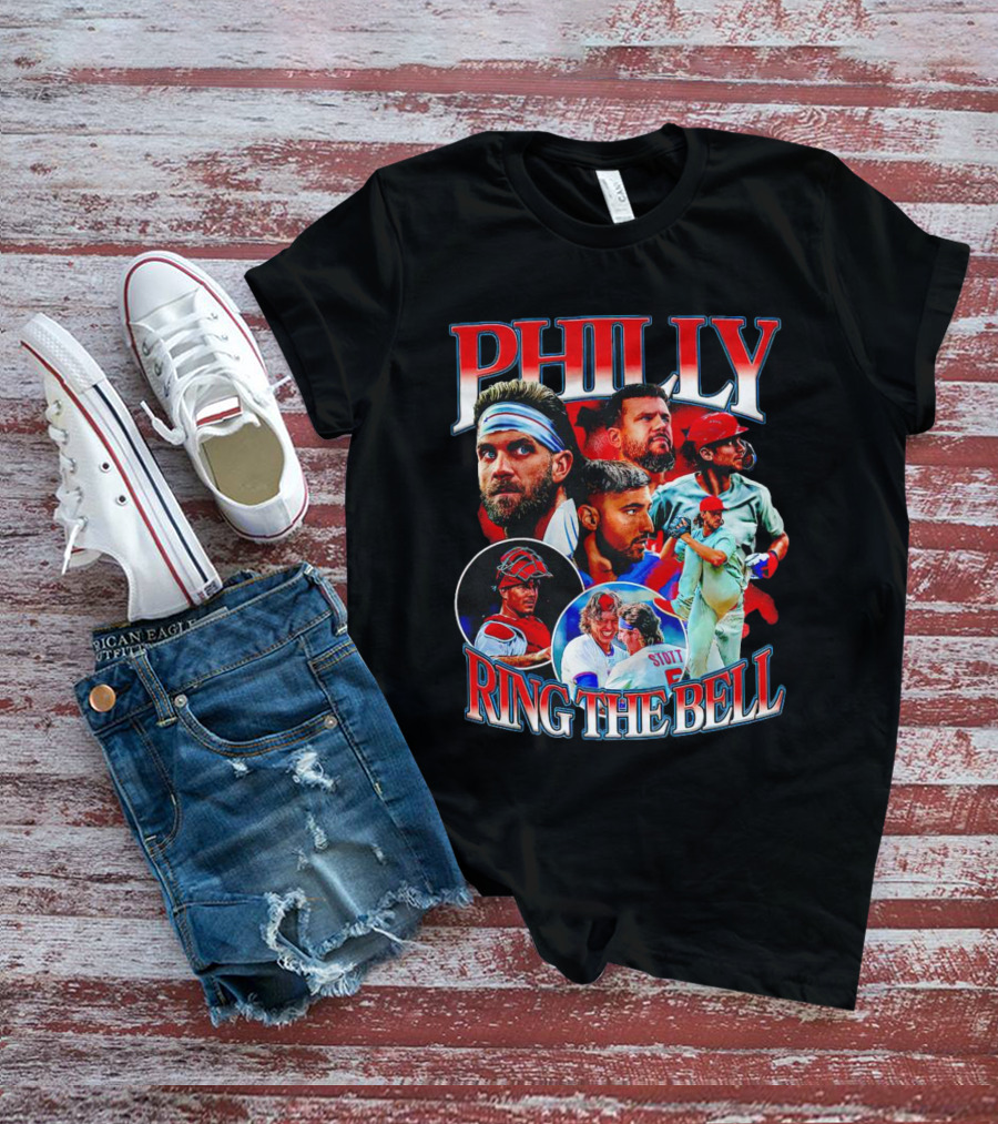 PHILLY RING THE BELL Baseball Players Collage T-Shirt