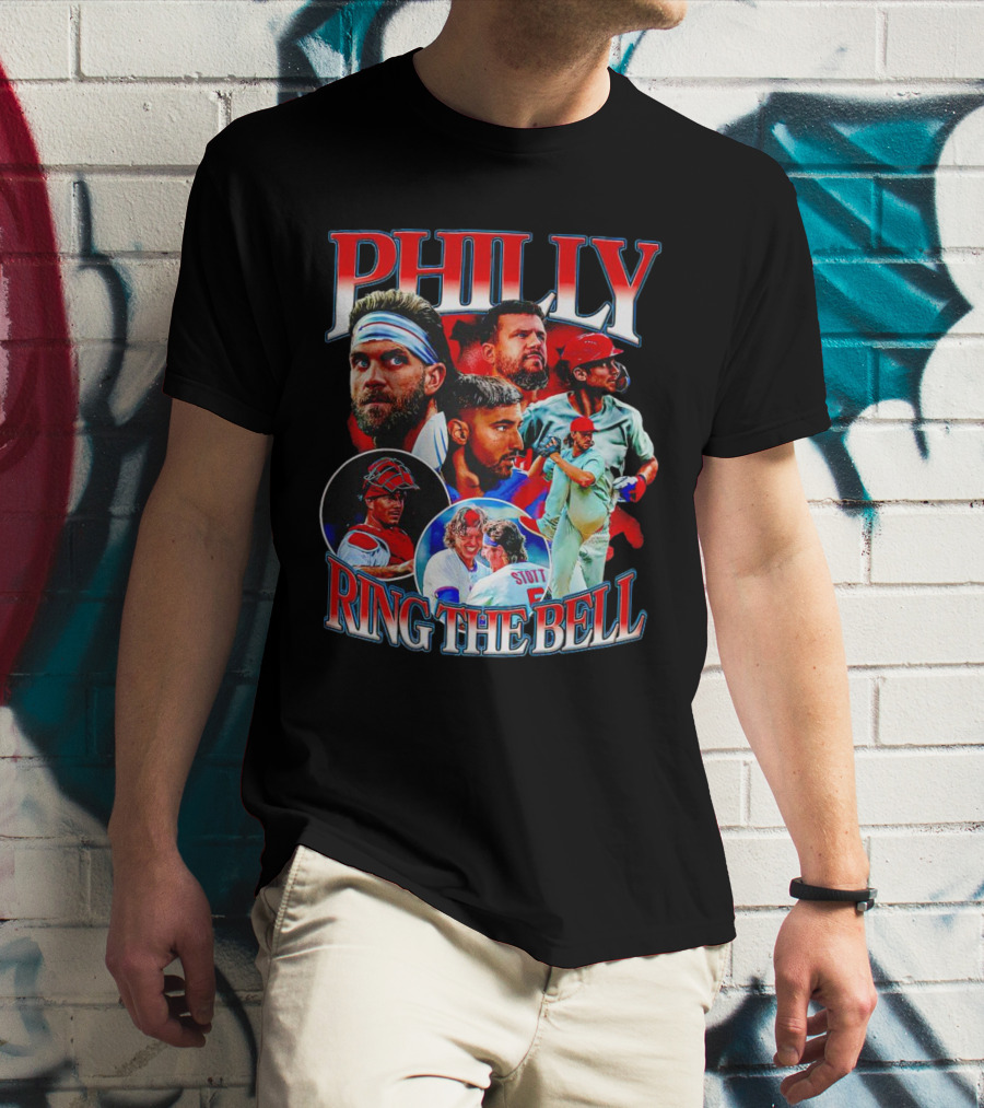 PHILLY RING THE BELL Baseball Players Collage T-Shirt