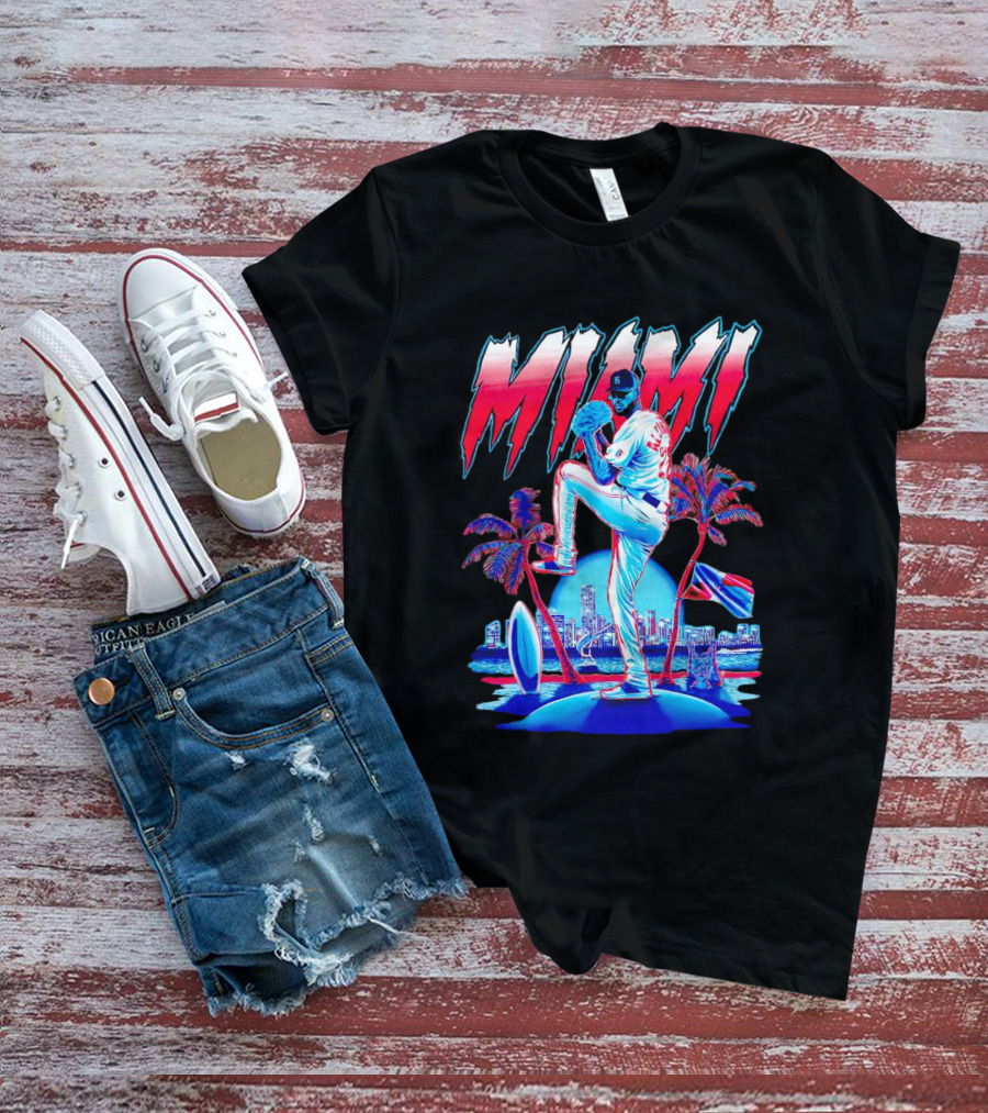 Miami Marlins Sandy Alcántara Cartoon Vintage T-Shirt