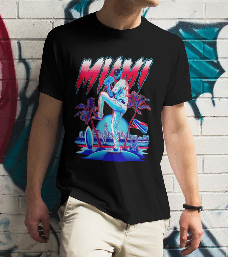 Miami Marlins Sandy Alcántara Cartoon Vintage T-Shirt