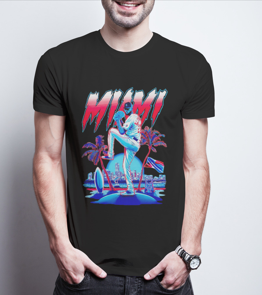 Miami Marlins Sandy Alcántara Cartoon Vintage T-Shirt