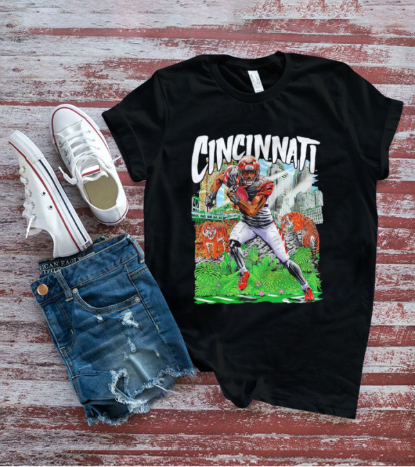 Cincinnati Bengals A.J. Green Cartoon Vintage Tigers Background T-Shirt