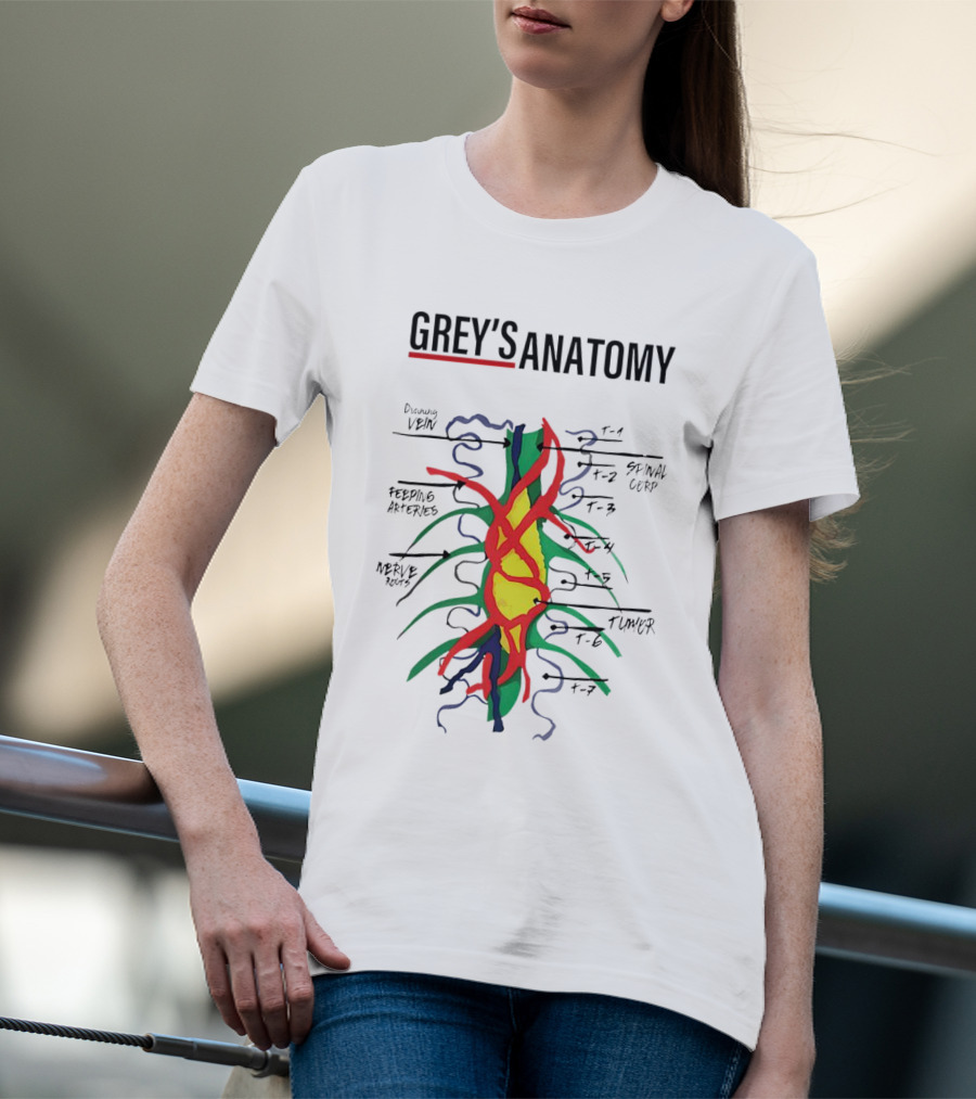 Grey’s Anatomy Drawing Vein Spinal Corp Feeding Arteries Nerve Root Tumor T-Shirt